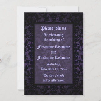 Gotische Hochzeit schwarz und lila Einladung