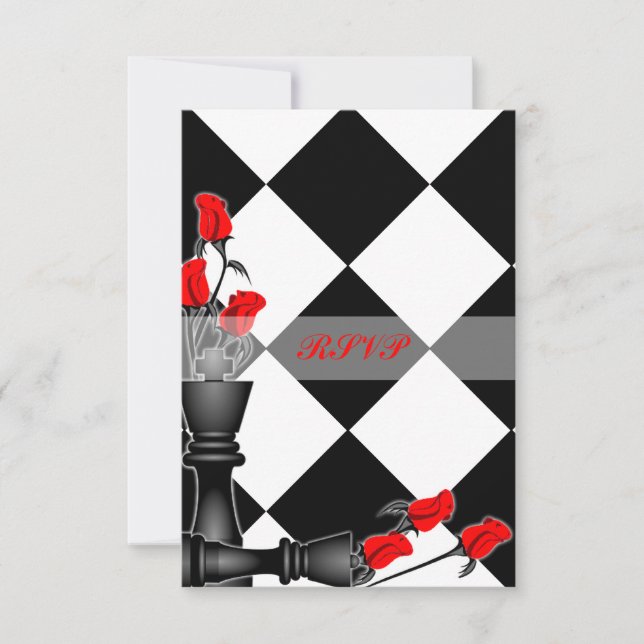 Gotische Hochzeit von Schach und Rose RSVP Karte (Vorderseite)