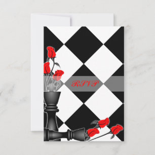 Gotische Hochzeit von Schach und Rose RSVP Karte