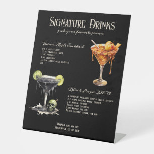 Gotische Hochzeit Whimsigoth Signature Drinks unte Sockelschild