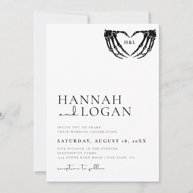 Gotische Hochzeitseinladung, Minimalistische Hochz Einladung (Vorderseite)