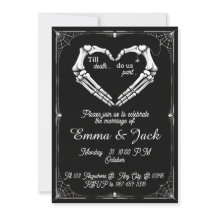 Gotische Hochzeitseinladung zu Schwarz-Weiß-Hallow