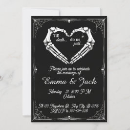 Gotische Hochzeitseinladung zu Schwarz-Weiß-Hallow Einladung