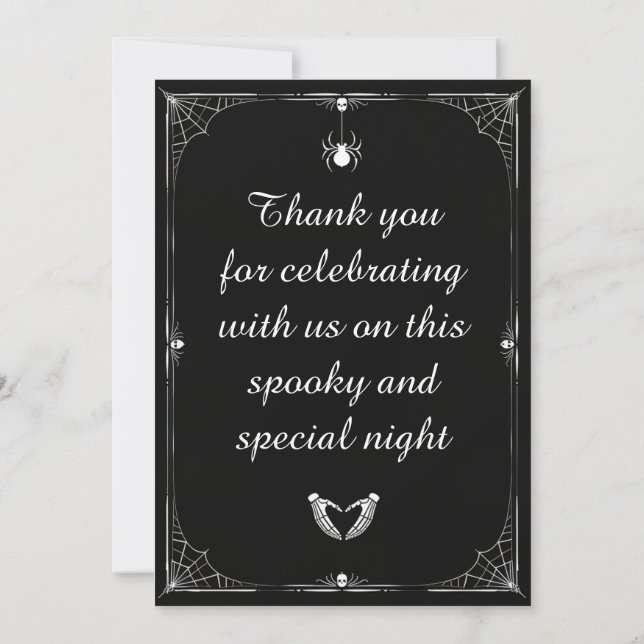 Gotische Hochzeitseinladung zu Schwarz-Weiß-Hallow Einladung (Rückseite)