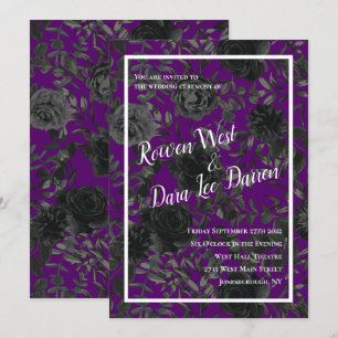 Gotische Hochzeitseinladungen in lila und schwarze Einladung
