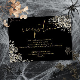 Gotische Hochzeitsempfehlung für Schwarz und Gold Begleitkarte