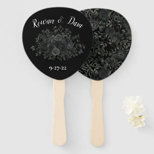 Gotische Hochzeitsfans aus Weiß und Schwarz-Rose Fächer