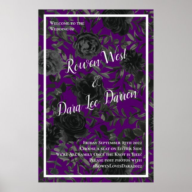 Gotische Hochzeitsfeier lila und schwarz Rose Unte Poster (Vorne)