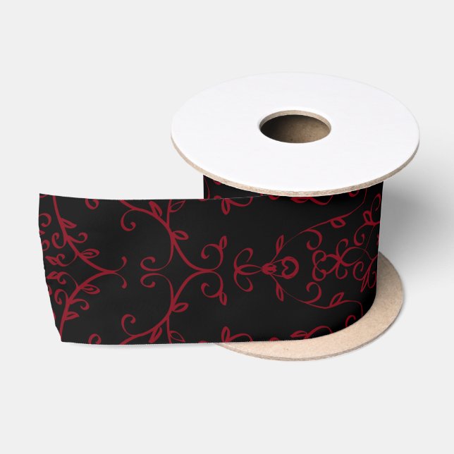 Gotische Hochzeitsfeier Rot und Schwarzes Herz Satinband (Spule)