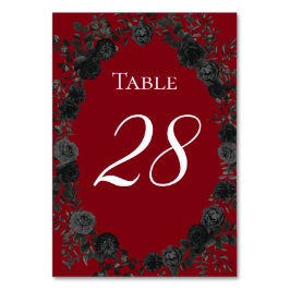 Gotische Hochzeitsfeiern in Rot und Schwarz-Rose - Tischnummer