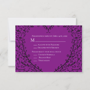 Gotische Hochzeitskarte für lila und schwarzes Her Einladung