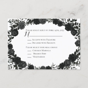 Gotische Hochzeitskarte mit weißer und schwarzer R Einladung