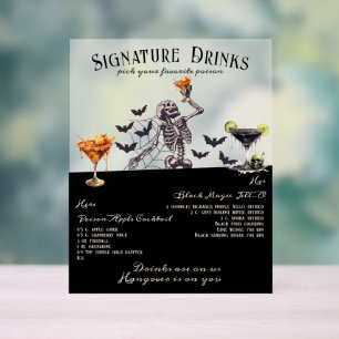 Gotische Hochzeitskelettsignatur Getränke signiere Acrylschild