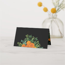 Gotische Hochzeitskollektion aus Schwarz und Orang Platzkarte