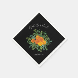 Gotische Hochzeitskollektion aus Schwarz und Orang Serviette