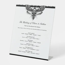 Gotische Hochzeitssitzkarten Elegantes Schwarz-wei Sockelschild