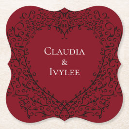 Gotische Hochzeitsstipps mit Rot und Schwarz-Herz Untersetzer