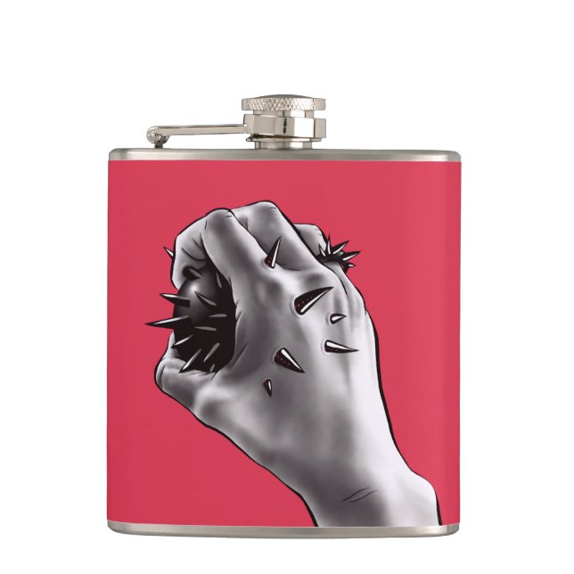 Gotische Horrorkunst - erstochene Hand Flachmann (Vorderseite)