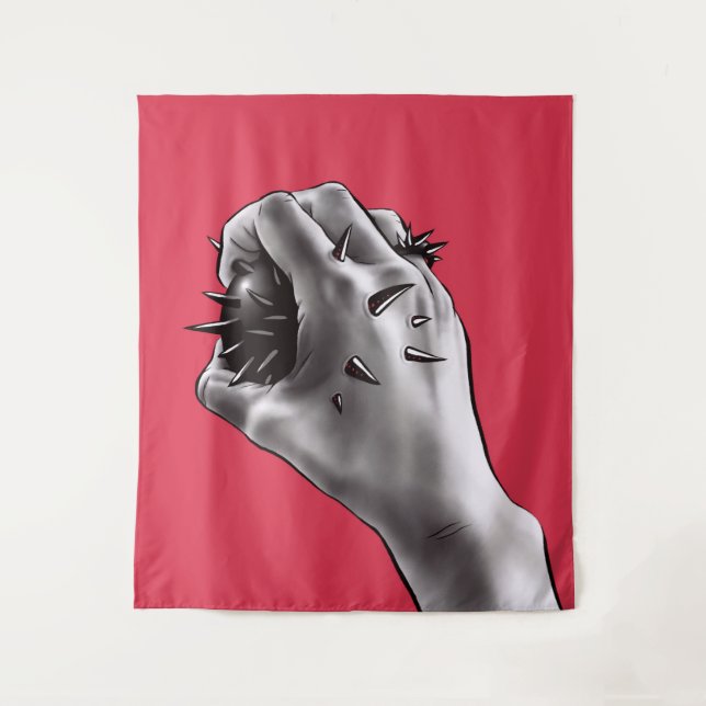 Gotische Horrorkunst - erstochene Hand Wandteppich (Vorderseite)