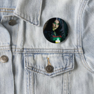 Gotische Hübsche Hexe, dunkles Thema Button