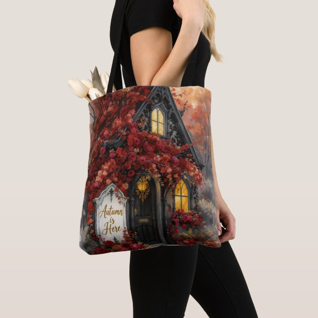 Gotische Hütte Rose Typografie Kunst Tasche (Von Nahem)