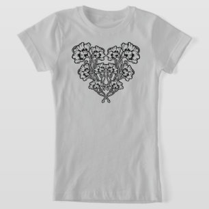 Gotische Jugendstil-Blume Herzstück T - Shirt