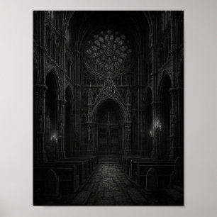 Gotische Kathedrale in Schwarz-Weiß-Poster Poster