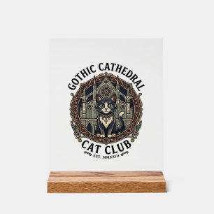 Gotische Kathedrale Katze Katze Grafik T-Shirt Kun Acrylschild
