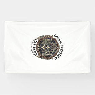 Gotische Kathedrale Katze Katze Grafik T-Shirt Kun Banner