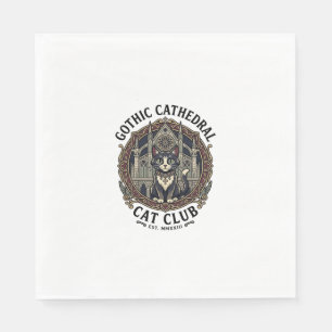 Gotische Kathedrale Katze Katze Grafik T-Shirt Kun Serviette