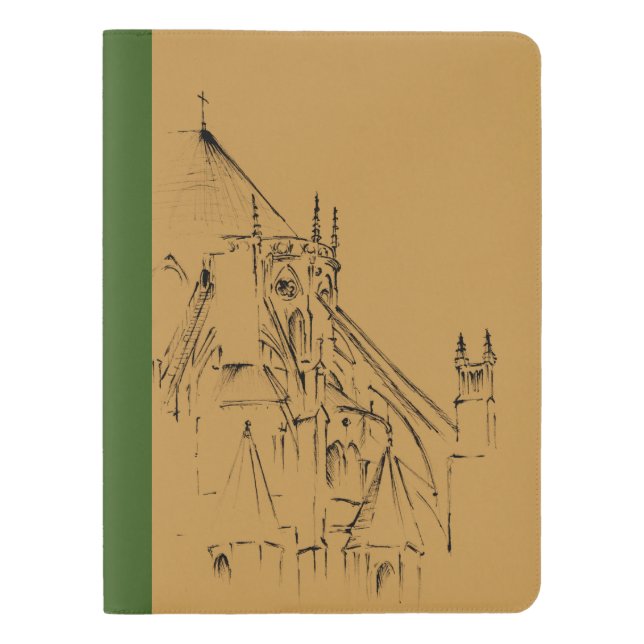 Gotische Kathedrale Sepia und Grüne Extra Großes Moleskine Notizbuch (Vorderseite)