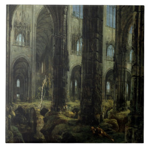 Gotische Kirchenruinen (von Carl Blechen) Fliese