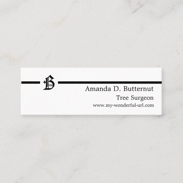 Gotische klassische englische Initiale des Mini Visitenkarte (Vorderseite)