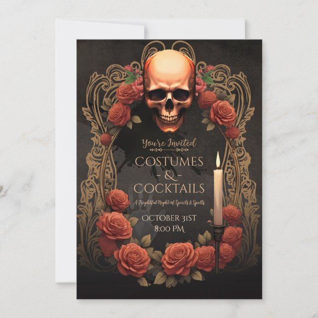 Gotische Kostüme & Cocktails Halloween-Party Card Einladung (Vorderseite)
