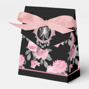 Gotische Liebe   Rosa und schwarze Skelette Herz B Geschenkschachtel