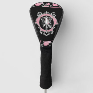Gotische Liebe Rosa und schwarze Skelette Herz B Golf Headcover