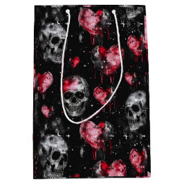 Gotische Liebe Skulls und Rote Herzen Mittlere Geschenktüte