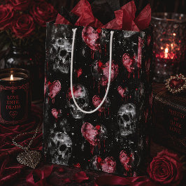 Gotische Liebe Skulls und Rote Herzen Mittlere Geschenktüte