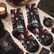 Gotische Liebe Skulls und Rote Herzen