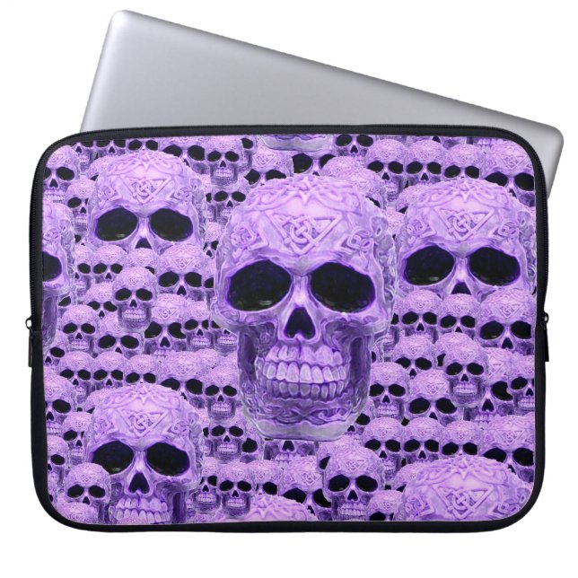Gotische lila Schädel Laptopschutzhülle (Vorderseite)