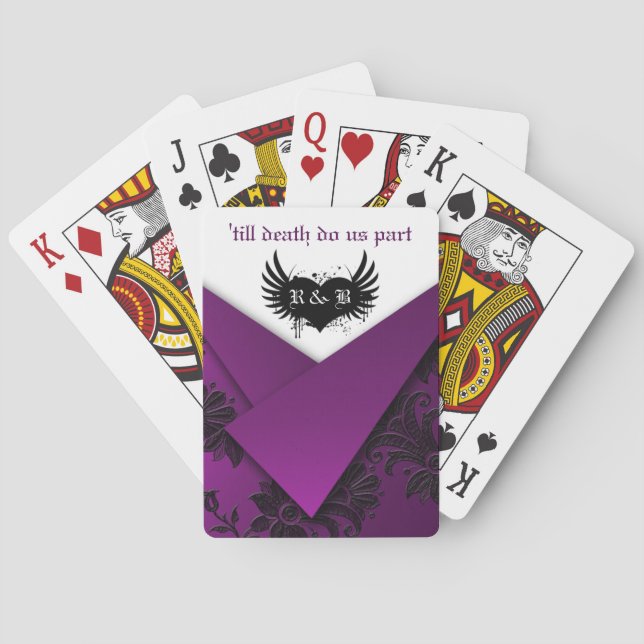 Gotische Lila, schwarze, weiße Blumenspielkarten Spielkarten (Rückseite)