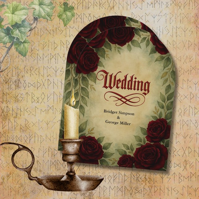 gotische mittelalterliche Vintage Rose Hochzeit Einladung (Von Creator hochgeladen)
