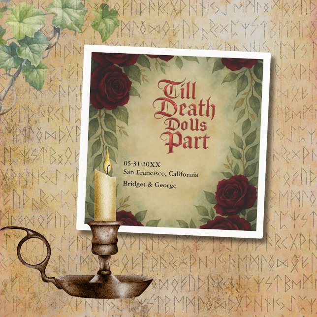 Gotische Mittelalterliche Vintage Rose Hochzeit Serviette (Von Creator hochgeladen)