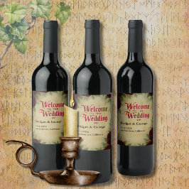 Gotische Mittelalterliche Vintage Rose Hochzeit Weinetikett