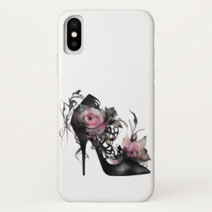 Gotische Mode Stiletto Heel mit Mauve Pink Roses Case-Mate iPhone Hülle