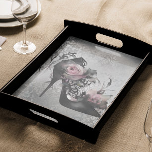 Gotische Mode Stiletto Heel mit Mauve Pink Roses Seidenpapier