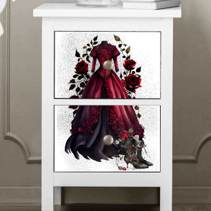 Gotische Mode Viktorianisches Kleid und Stiefel mi Seidenpapier
