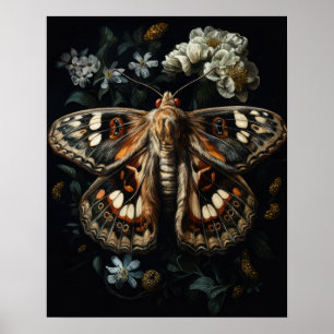 Gotische Motten und Blume Art Print Poster