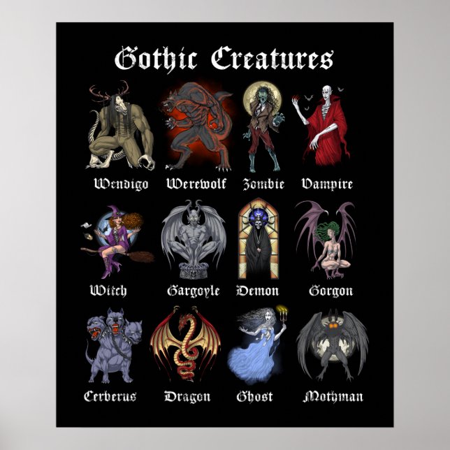 Gotische Mythische Kreaturen Poster (Vorne)