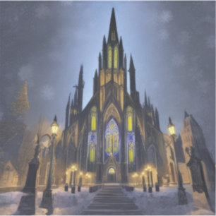 Gotische Nachtkathedrale Aufkleber
